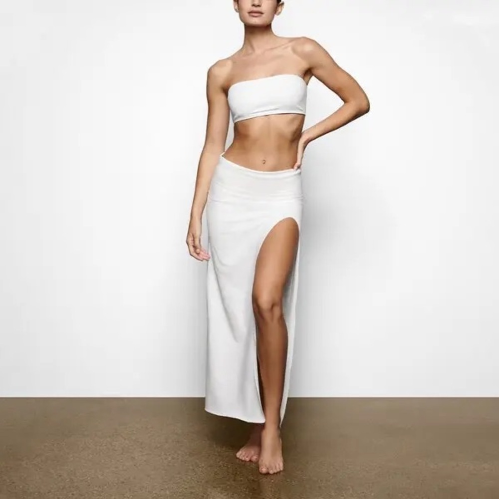 Skims sarong slit front coverup Shaping Swim Long Skirt - White Size 4X